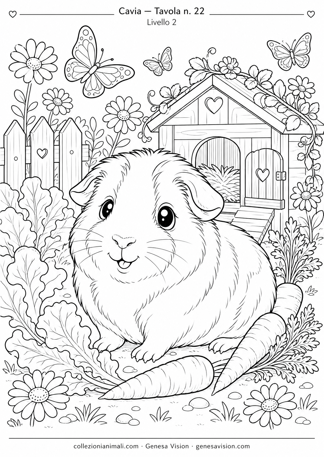 Disegno da colorare in formato A4: Cavia da colorare — livello 2