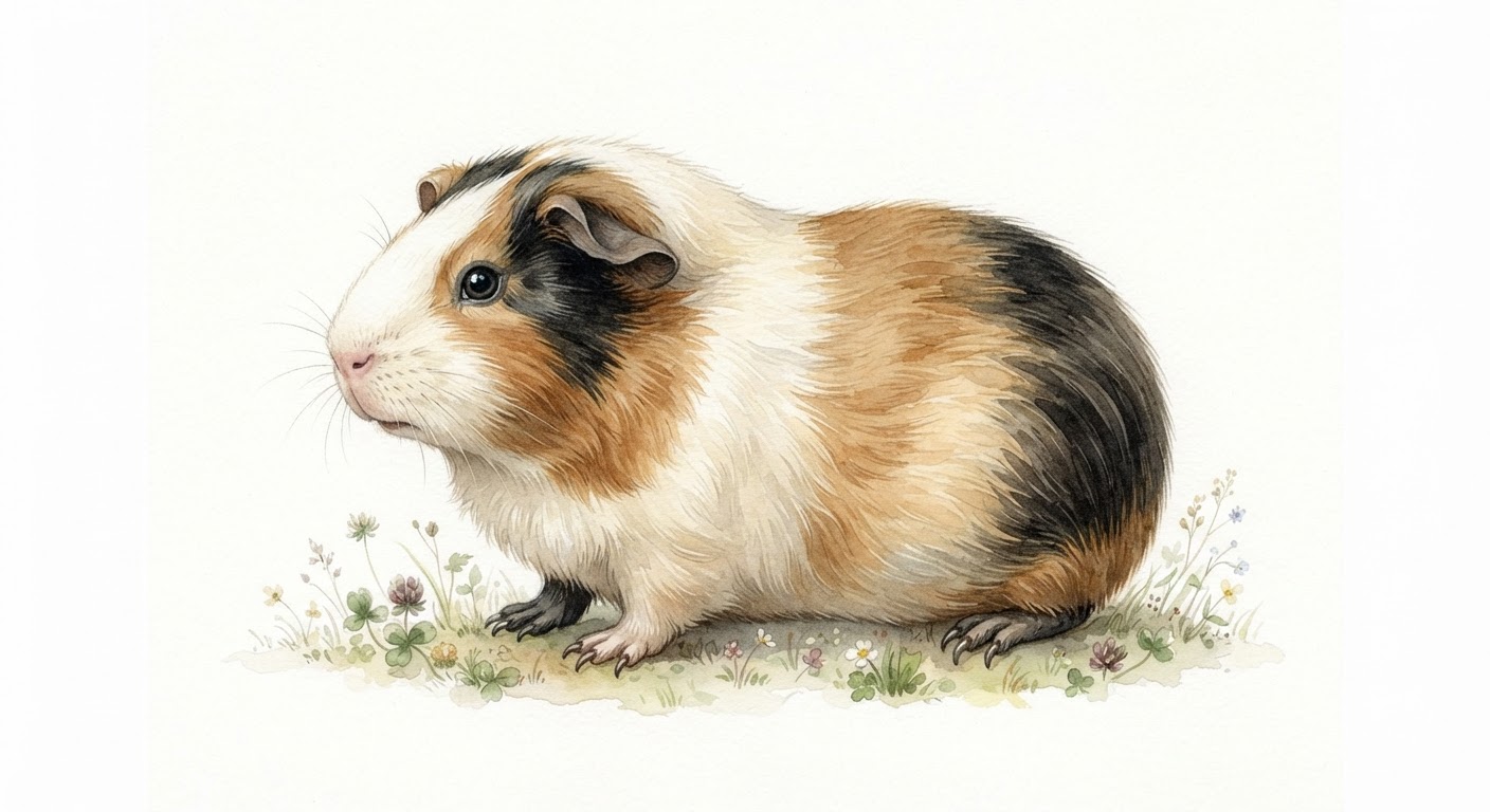 Illustrazione a colori di cavia (Cavia porcellus)