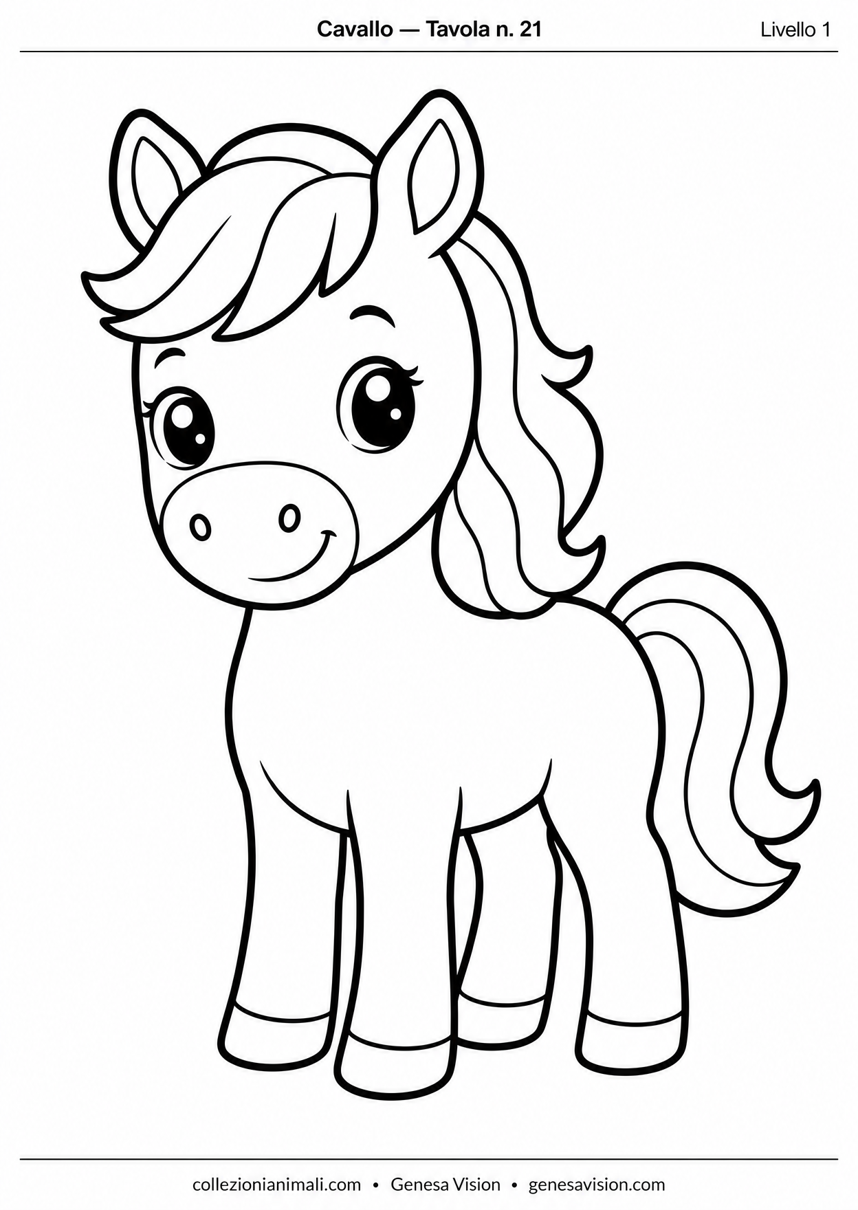 Anteprima del disegno da colorare del cavallo in formato A4