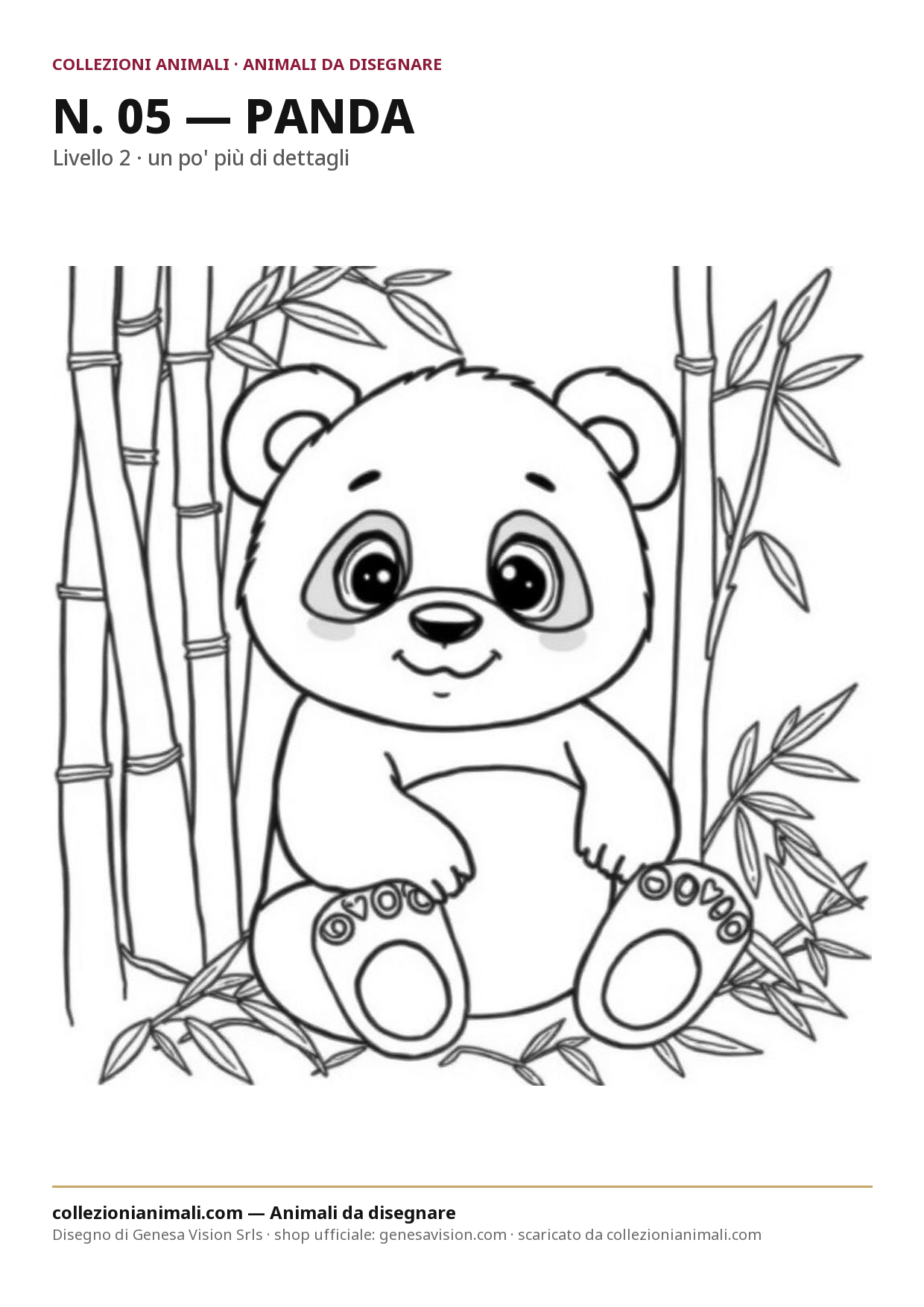 Disegno da colorare in formato A4: Panda da colorare — livello 2