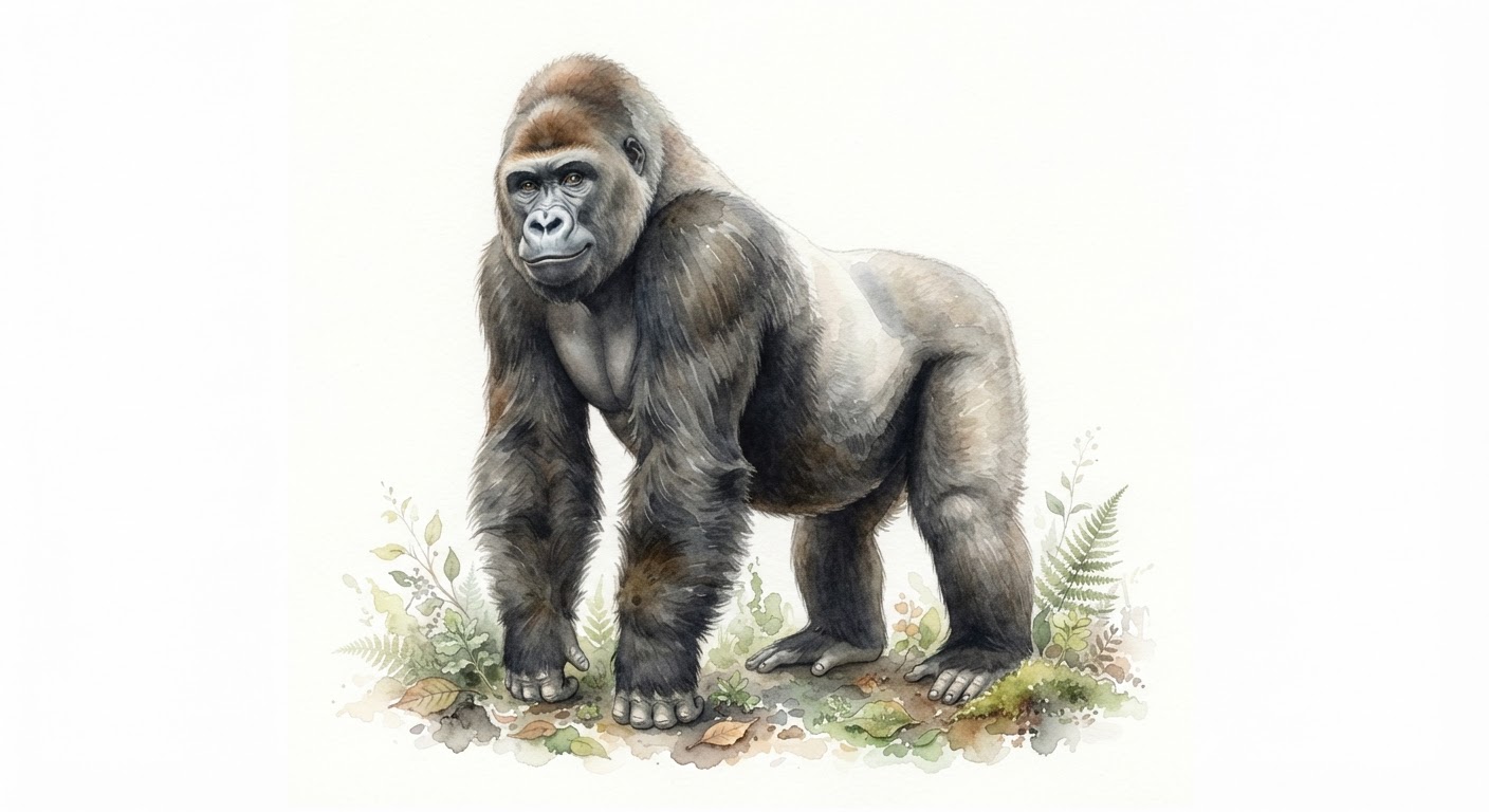 Illustrazione a colori di gorilla (Gorilla beringei)