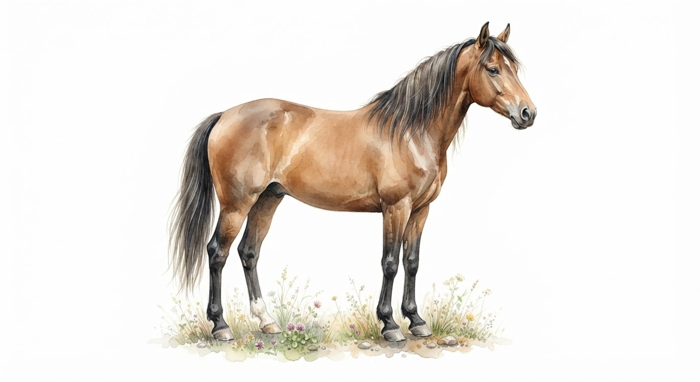 Illustrazione a colori di cavallo (Equus caballus)