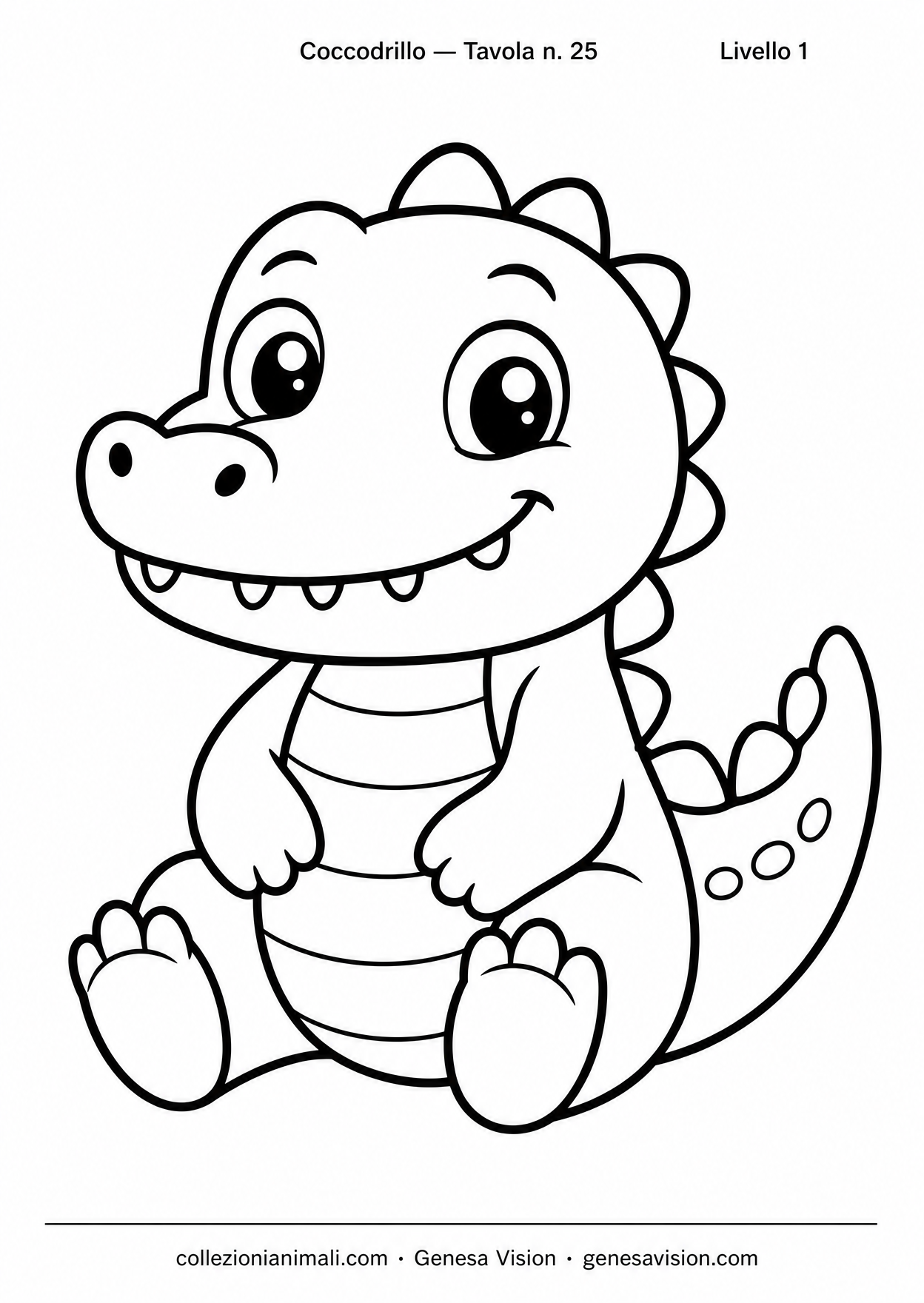 Anteprima del disegno da colorare del coccodrillo in formato A4