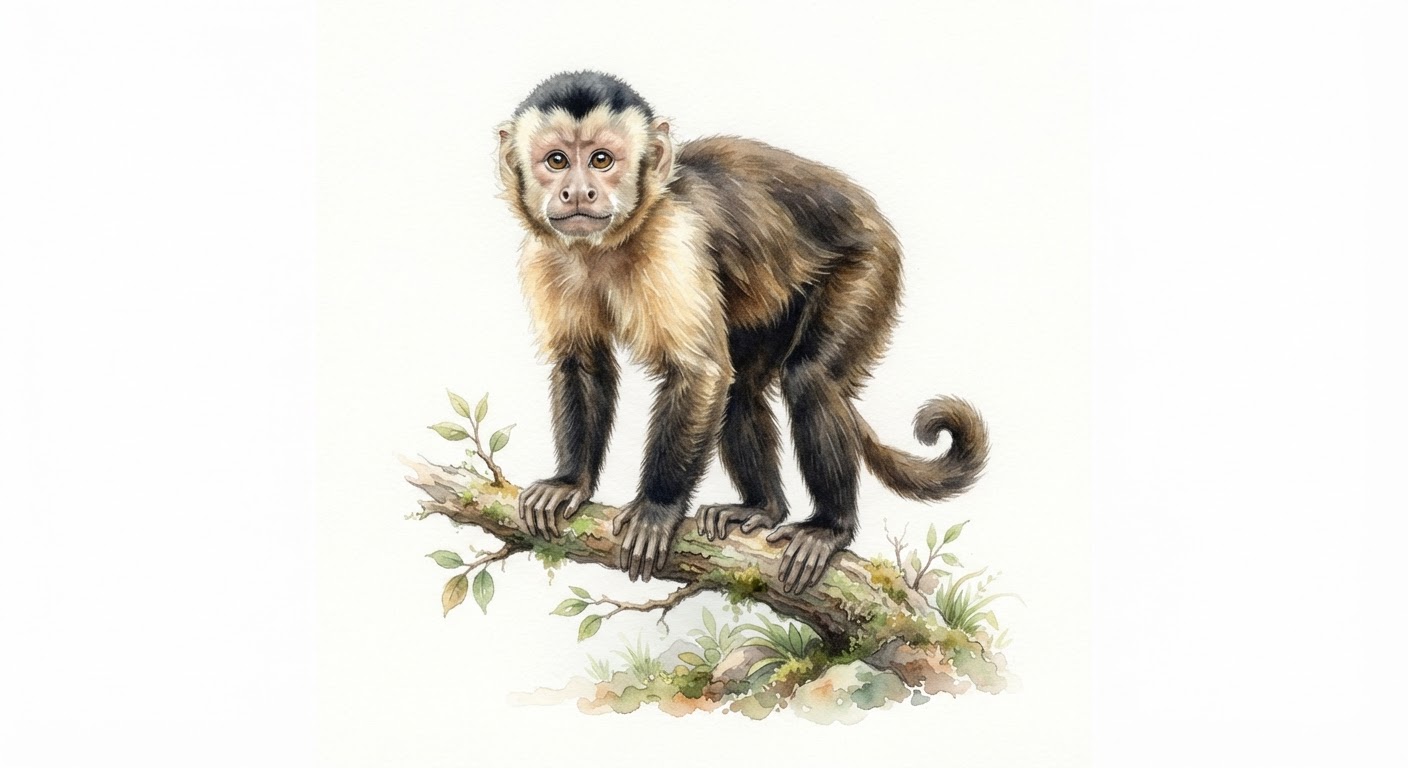 Illustrazione naturalistica a colori di scimmia (Cercopithecidae e Platyrrhini)