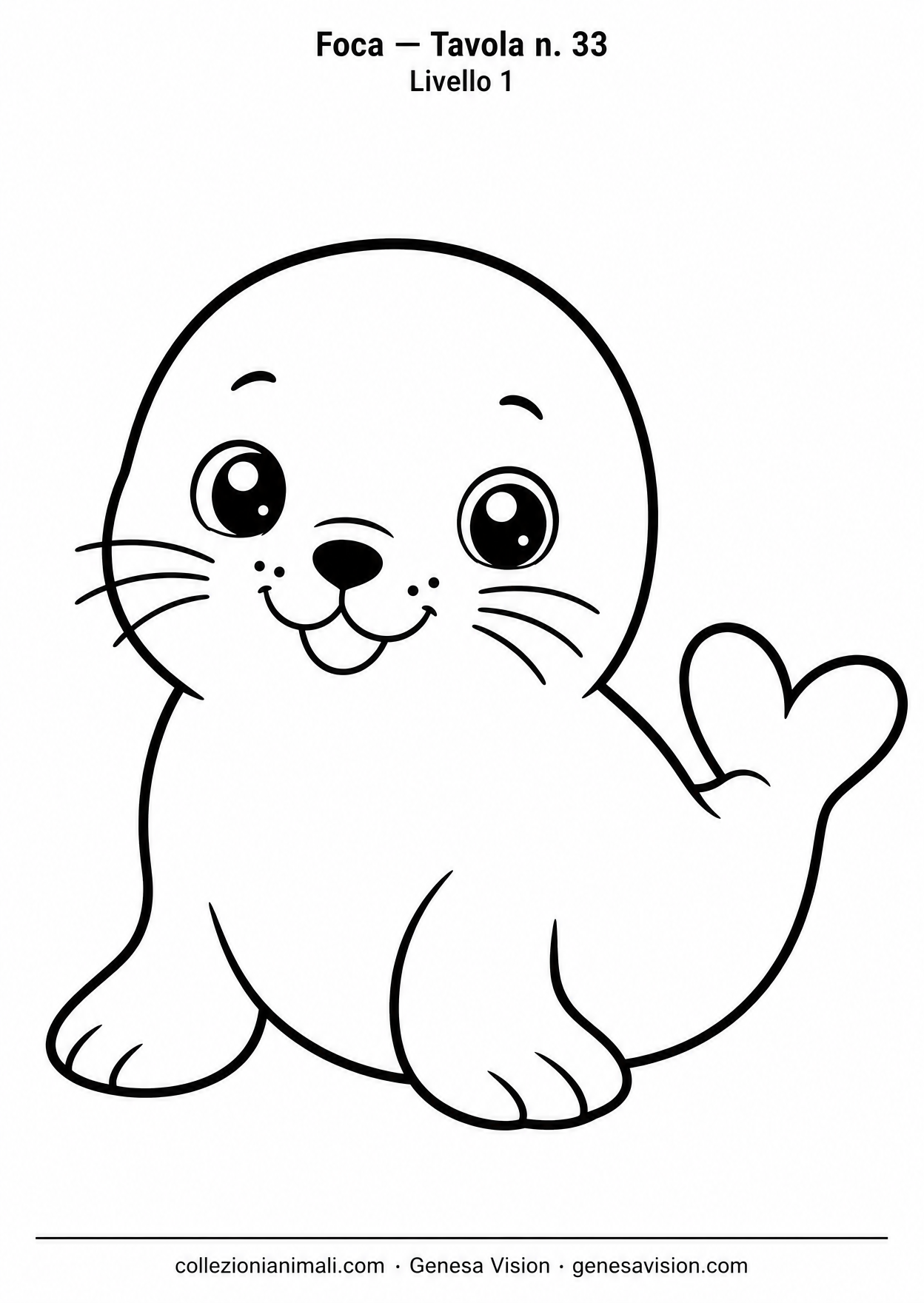 Anteprima del disegno da colorare del foca in formato A4