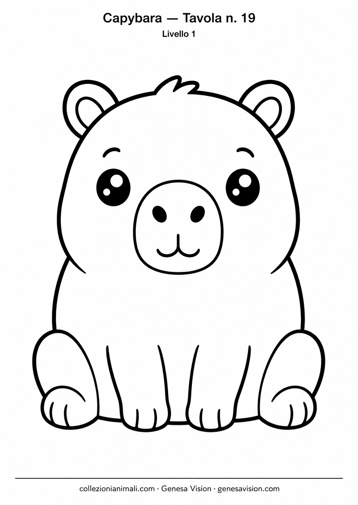 Anteprima del disegno da colorare del capybara in formato A4
