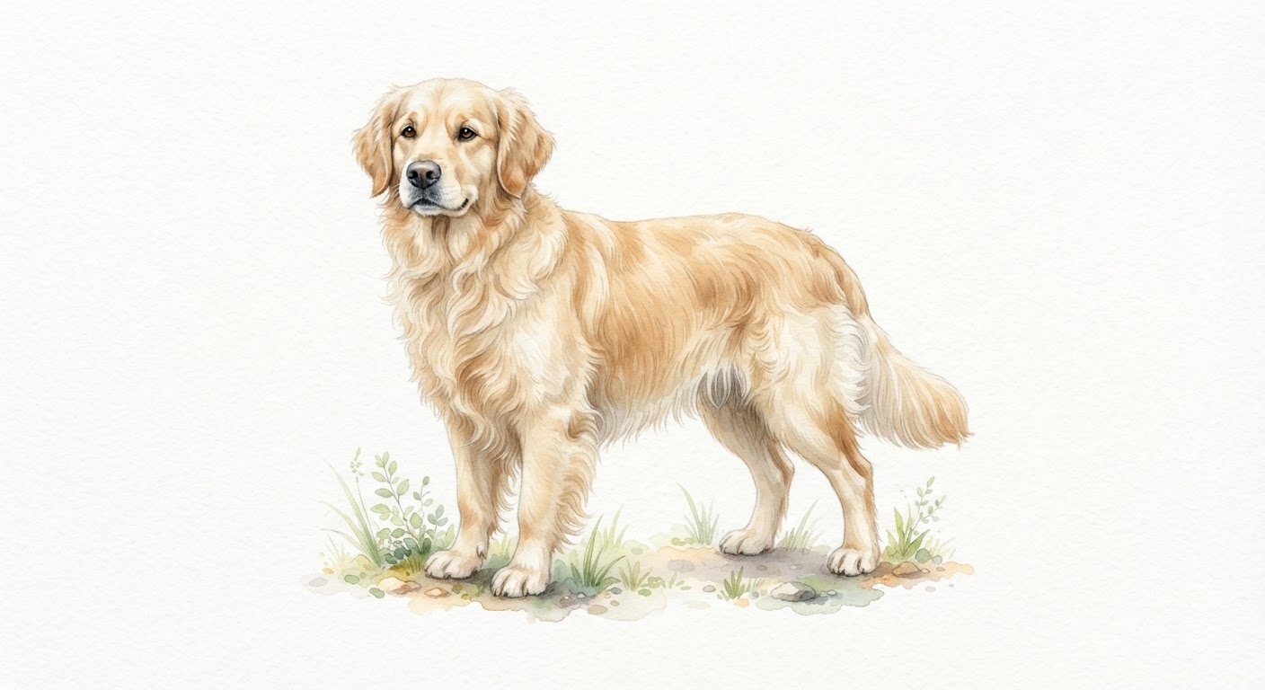 Illustrazione a colori di cane (Canis lupus familiaris)