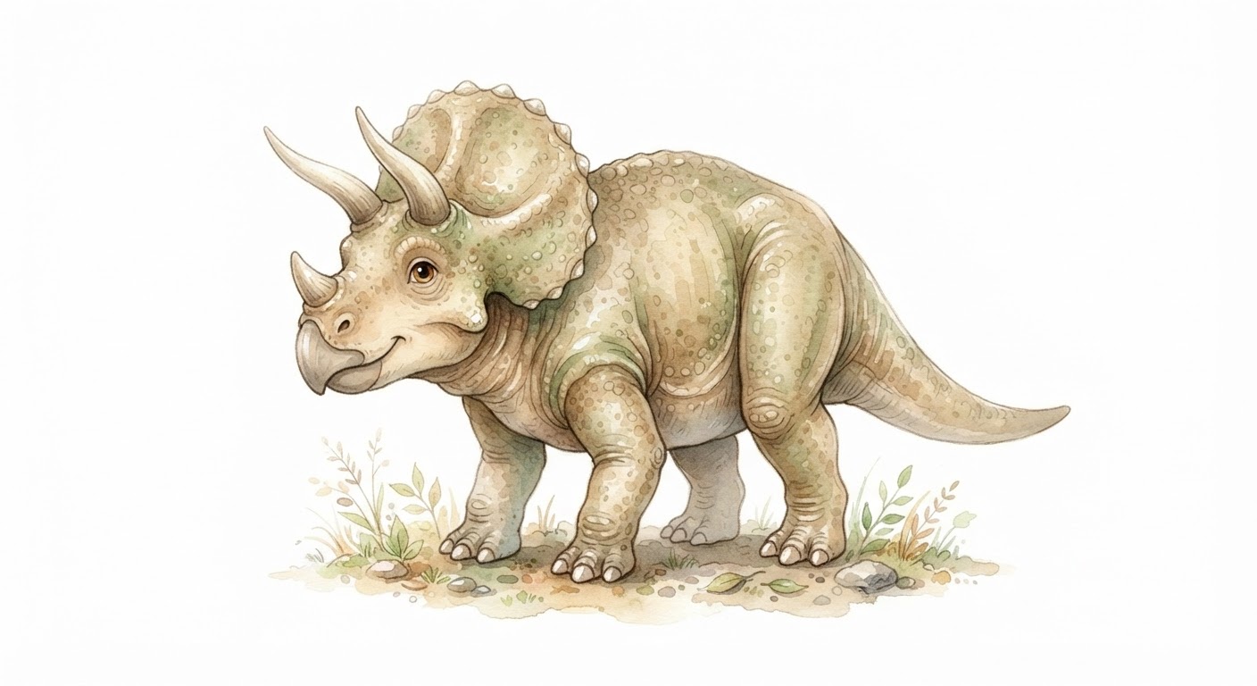 Illustrazione a colori di triceratopo (Triceratops horridus)