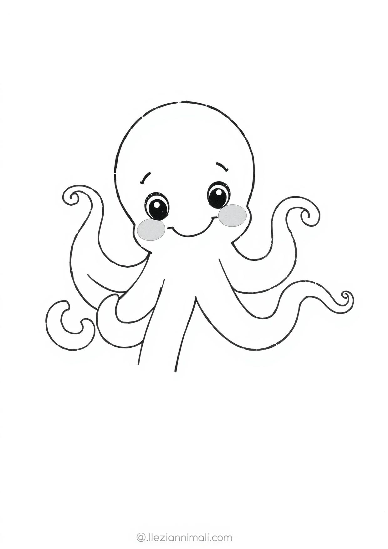 Anteprima del disegno da colorare del polpo in formato A4