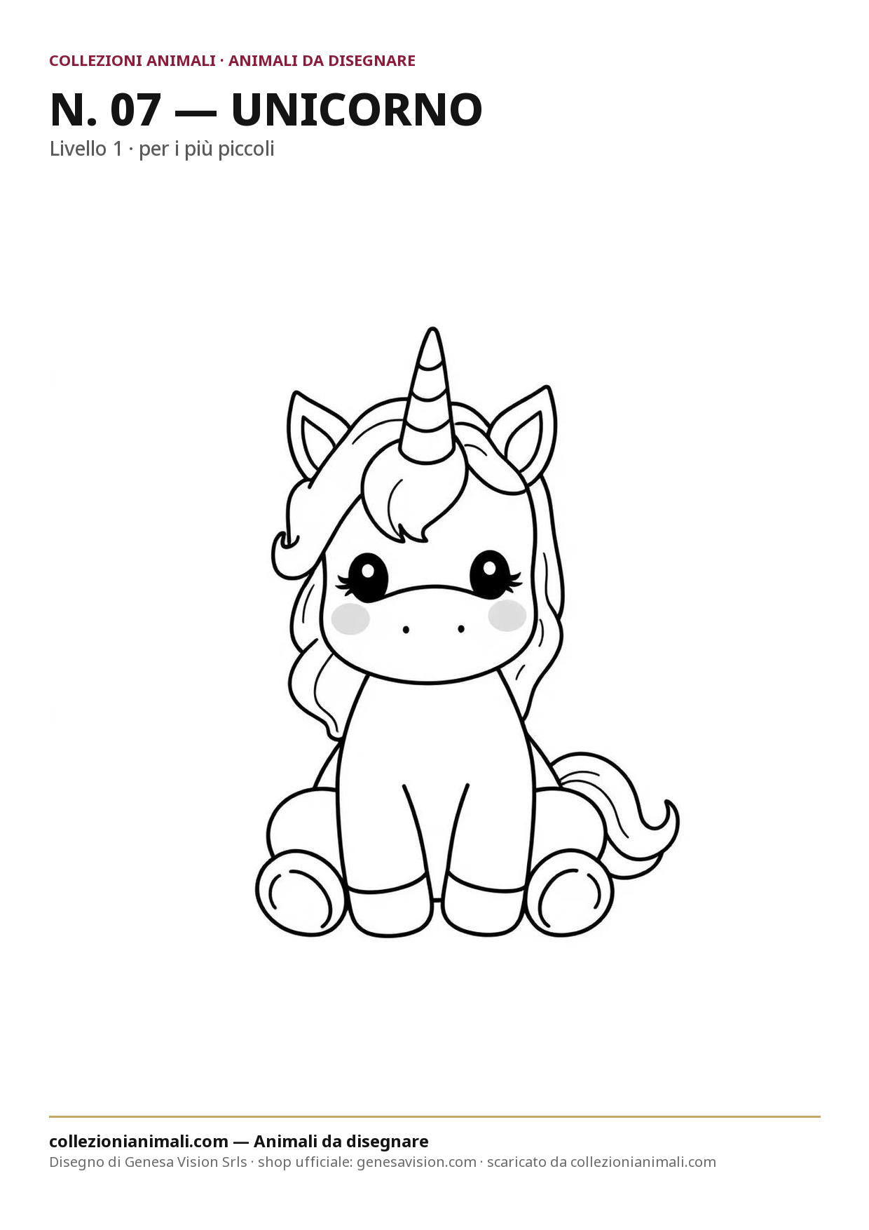 Disegno da colorare del unicorno in formato A4