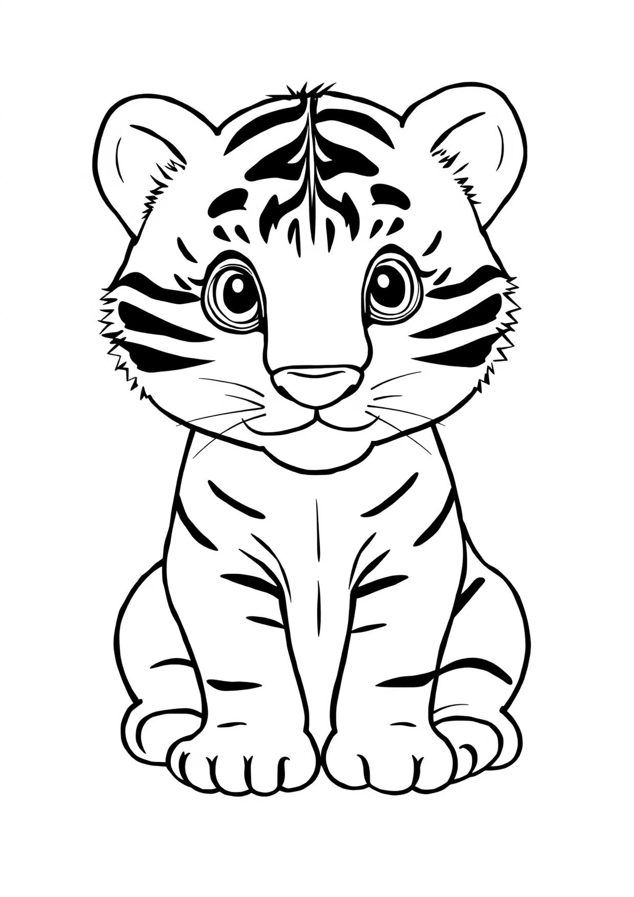 Anteprima del disegno da colorare del tigre in formato A4
