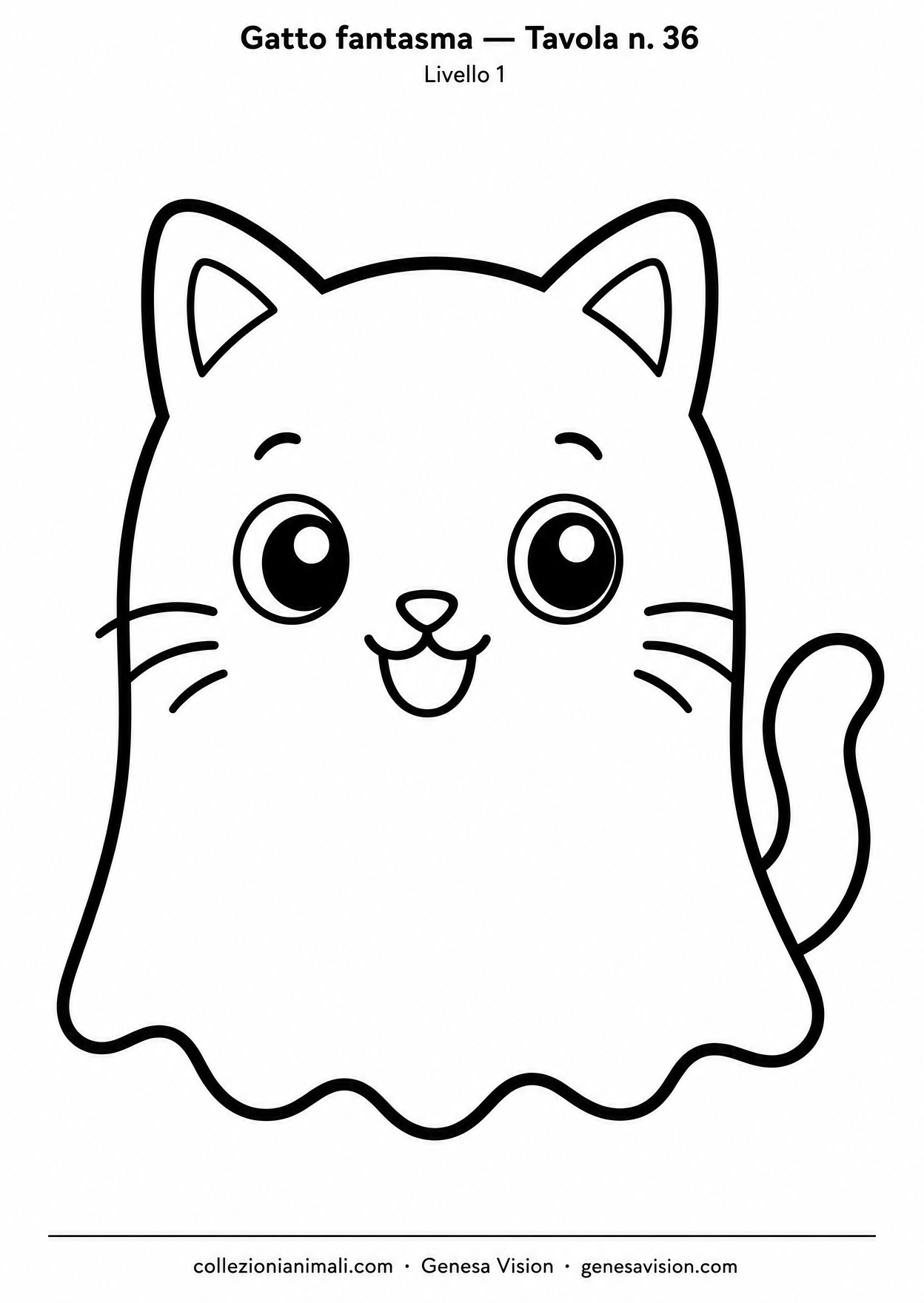 Anteprima del disegno da colorare del gatto fantasma in formato A4