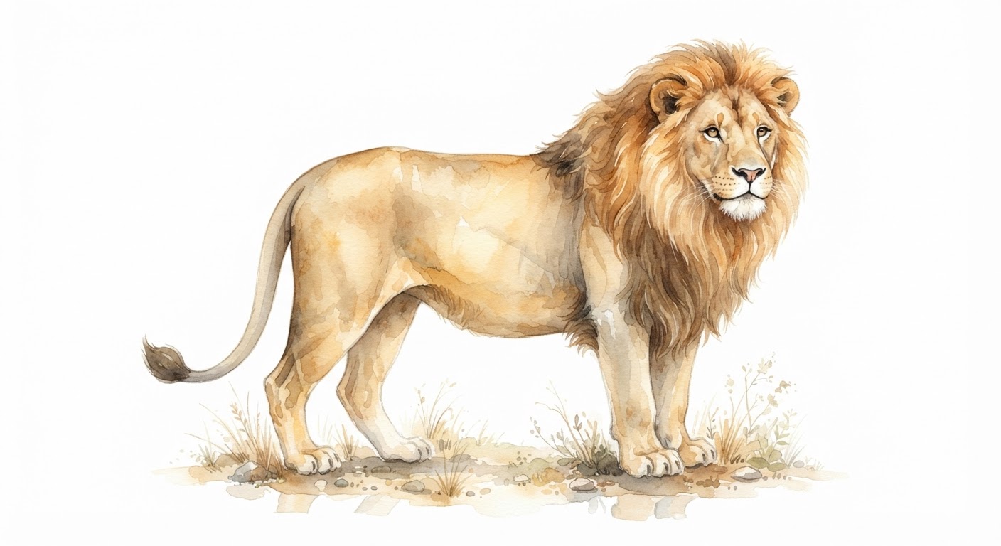 Illustrazione a colori di leone (Panthera leo)