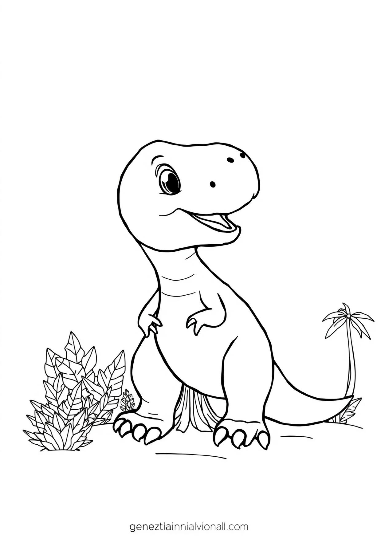 Disegno da colorare in formato A4: T. rex da colorare — livello 2