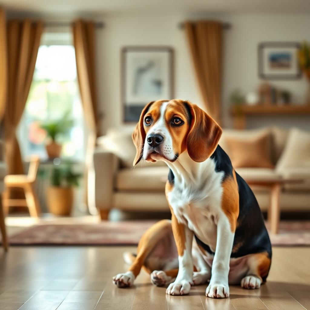 Beagle: aspetto tipico della razza in ambiente domestico