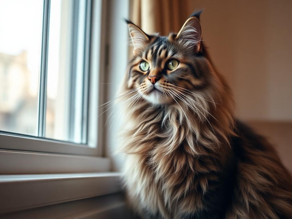 Maine Coon: aspetto tipico della razza in ambiente domestico